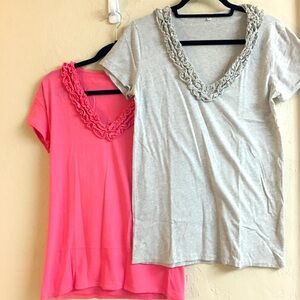 J Crew 100% Cotton Ruffle T Shirt Bundle Size Small